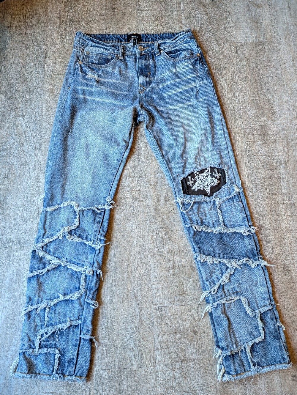 DARK FUNERAL Custom Women's Jeans 30x29 Black Metal Denim Vintage Style 90's